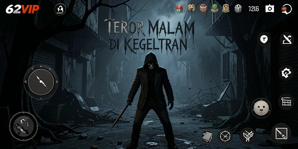 Tampilan gameplay 62VIP yang mencekam dan menegangkan.