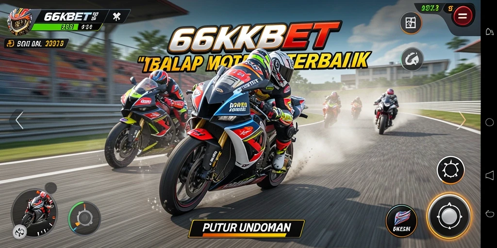 Gameplay seru 66KBET dengan balapan motor yang menegangkan.