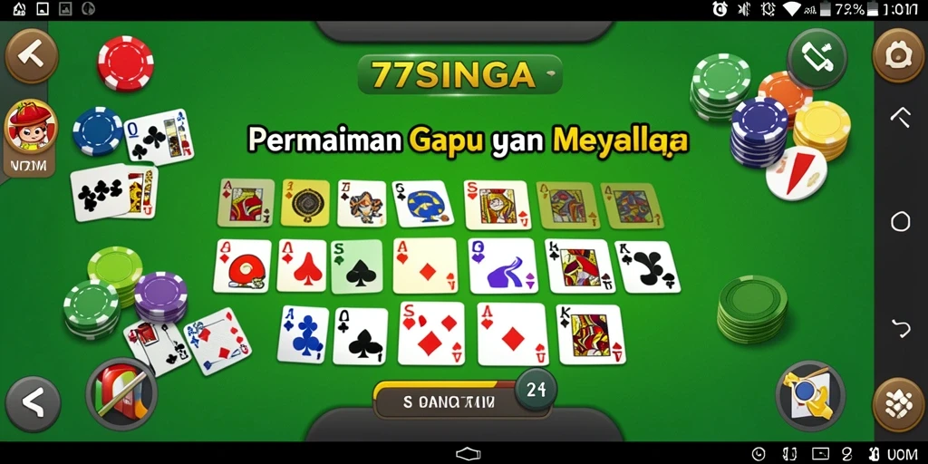Tampilan gameplay Gaple yang seru di 77SINGA.
