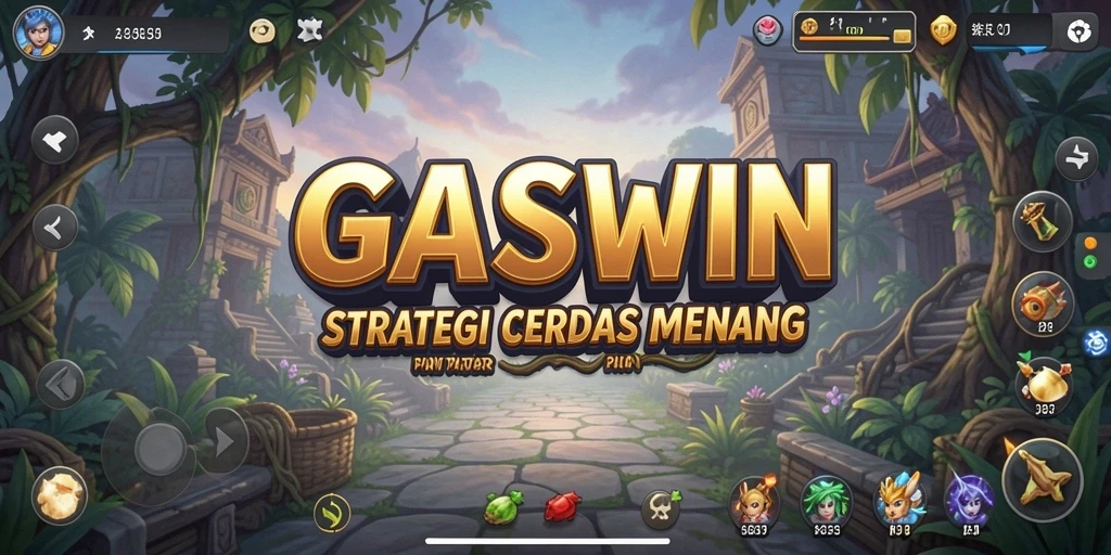 Screenshot utama GASWIN menampilkan pertempuran strategis yang mendebarkan.