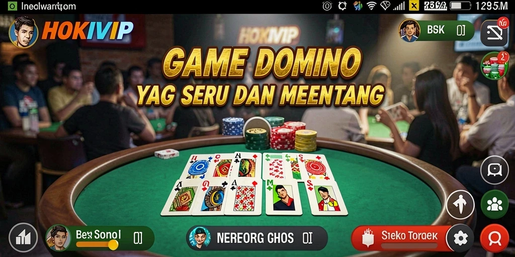 Screenshot utama HOKIVIP menampilkan gameplay Domino yang menarik.