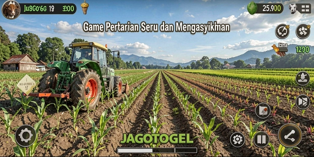 Tampilan gameplay JAGOTOGEL dengan ladang pertanian yang indah.