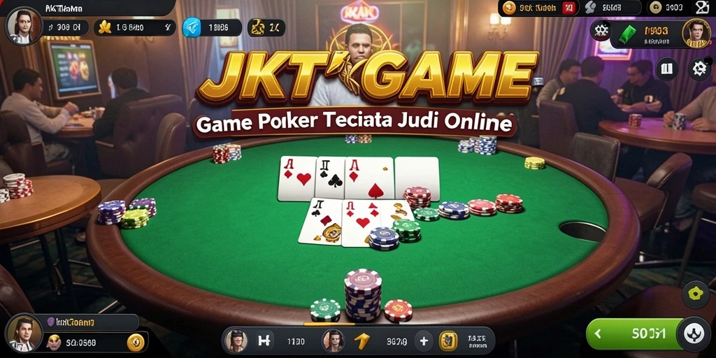 Tampilan utama JKTGAME menampilkan keseruan permainan Poker yang intens.