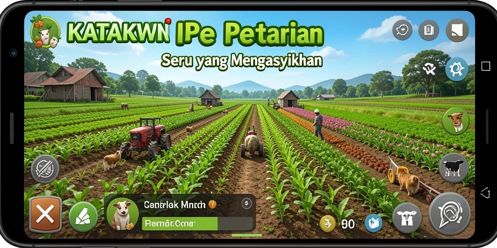 Tampilan gameplay KATAKWIN yang menarik saat bertani.
