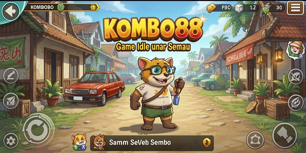 Screenshot KOMBO88 menampilkan gameplay seru dengan karakter yang berwarna-warni.