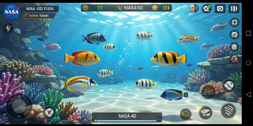 Tangkapan layar menunjukkan aksi seru dalam game Tembak Ikan NASA4D.