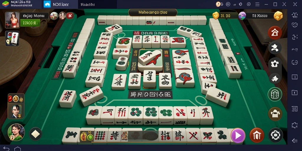 Tampilan gameplay NOX123 yang penuh warna dalam permainan Mahjong.