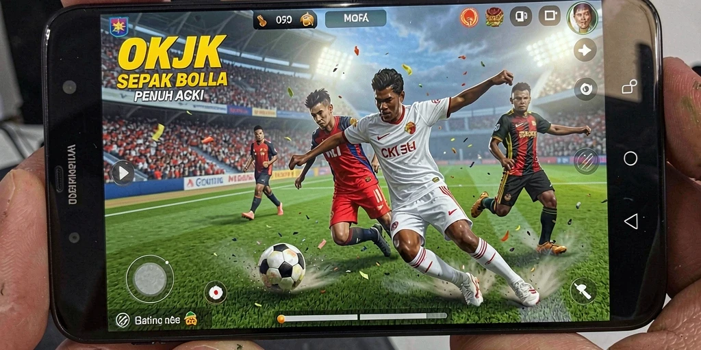 Screenshot utama OKJK menampilkan aksi seru permainan Football.