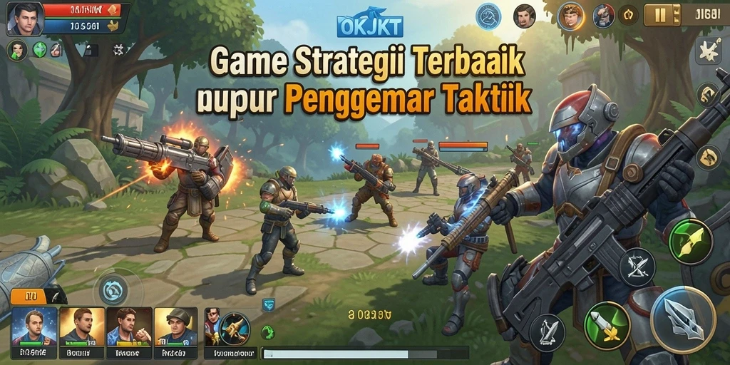 Tangkapan layar utama OKJKT menampilkan aksi strategis yang mendebarkan.