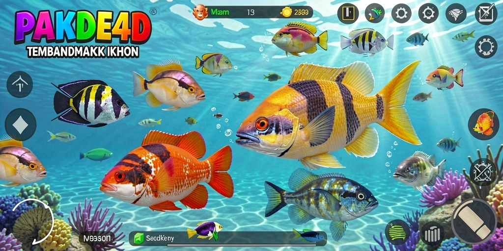 Screenshot utama PAKDE4D menampilkan gameplay menembak ikan yang seru.
