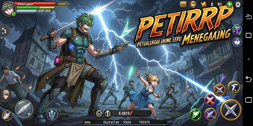 Menampilkan gameplay seru dari karakter anime yang beraksi.