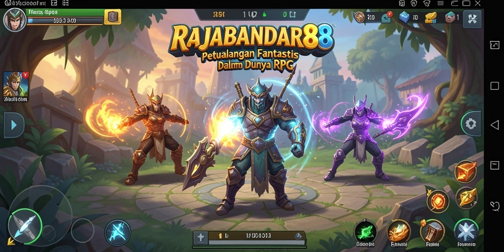 Screenshot gameplay RAJABANDAR88 dengan karakter beraksi di arena pertarungan.