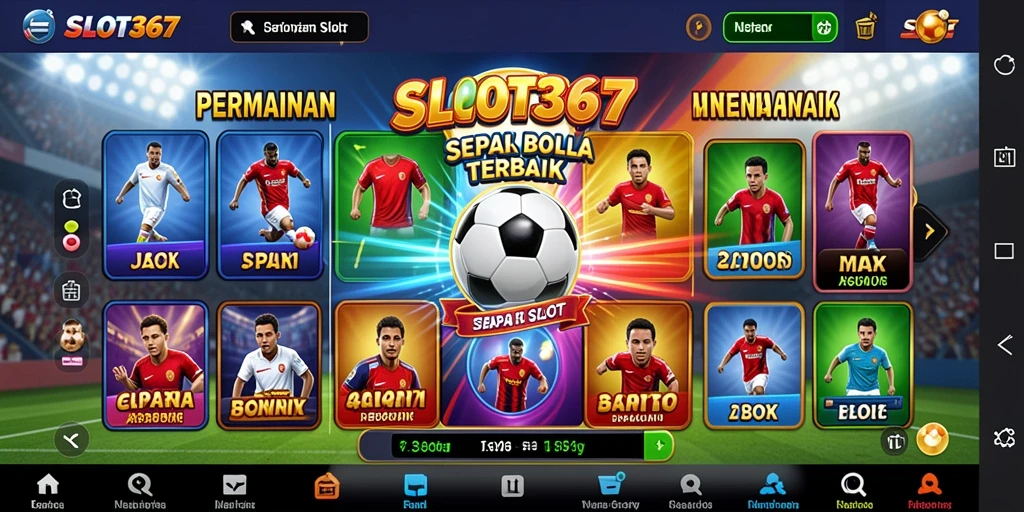 Screenshot menunjukkan gameplay SLOT367 dengan tema sepak bola yang menarik.