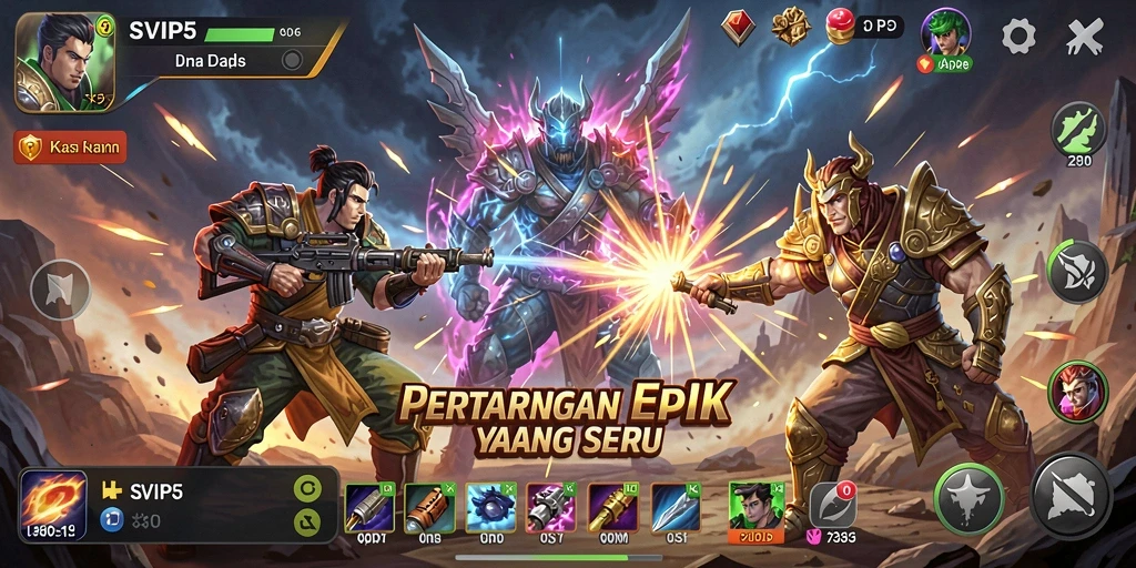 Tampilan gameplay exciting dalam pertarungan epik SVIP5.